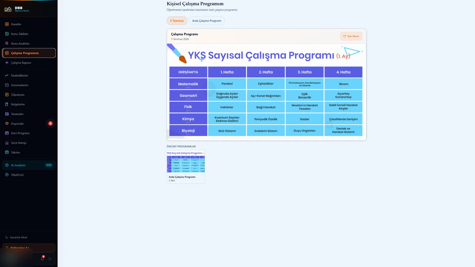 Çalışma Programı