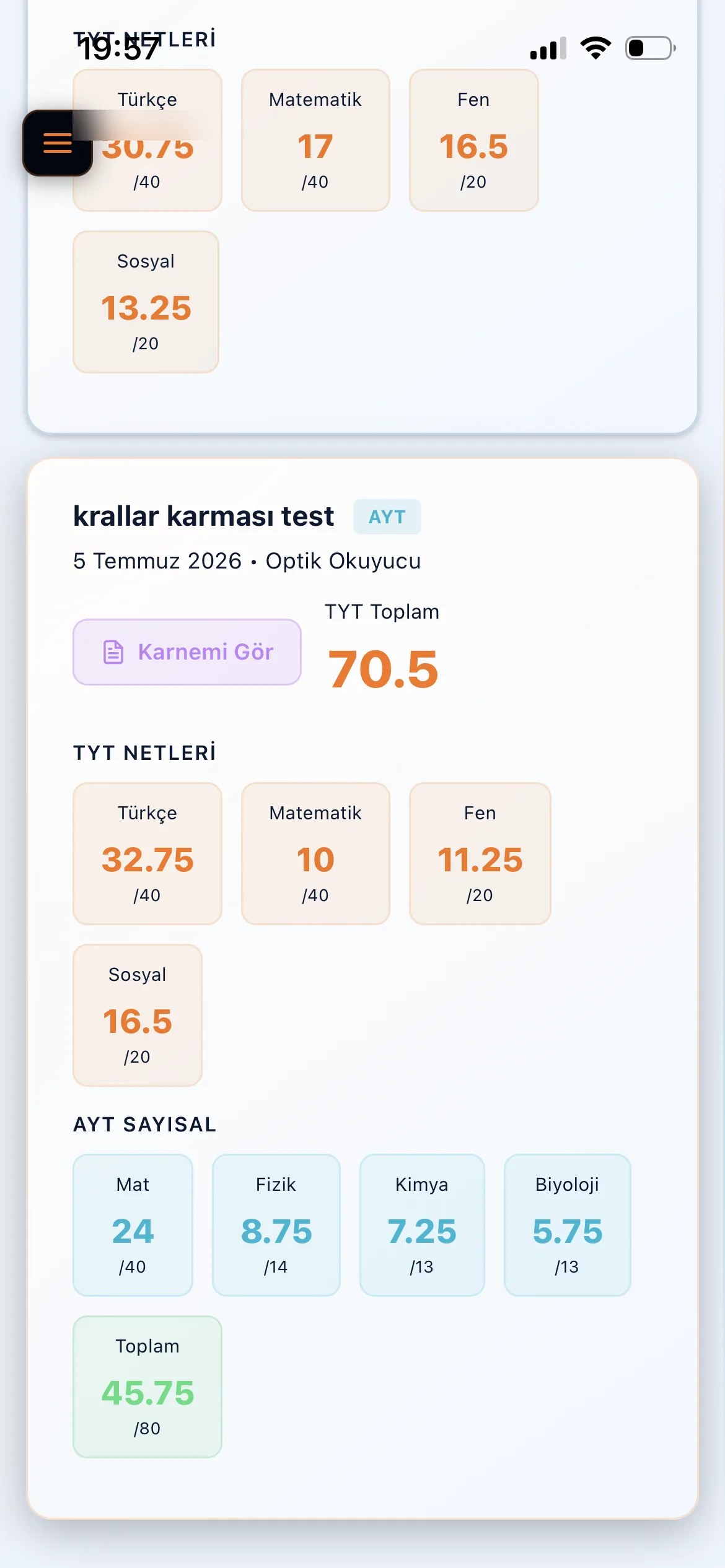 Deneme Sonuçları